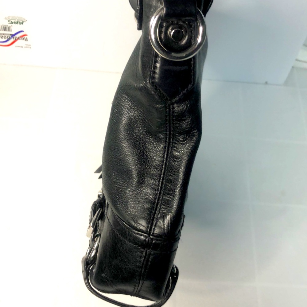MICHAEL KORS Black Leather Buckle Accents Slim Crossbody Bag silver hardware - Picture 5 of 16